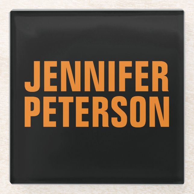Professional minimalist modern bold orange black glass coaster (Front)