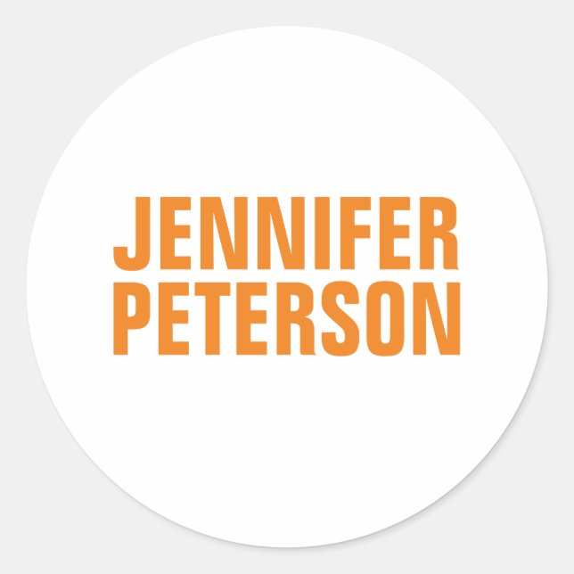Professional minimalist modern bold orange white classic round sticker (Front)