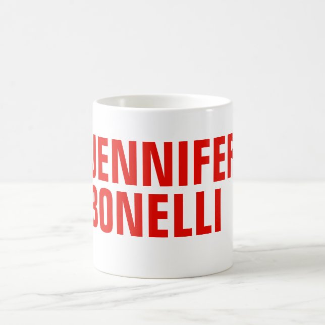 Professional minimalist modern bold red white coffee mug (Center)