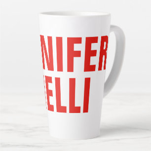 Professional minimalist modern bold red white latte mug