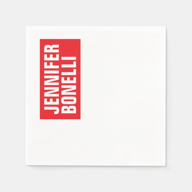 Professional minimalist modern bold red white napkin (Front)