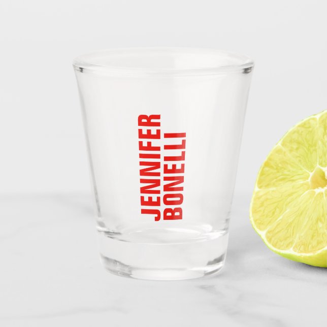 Professional minimalist modern bold red white shot glass (Front)