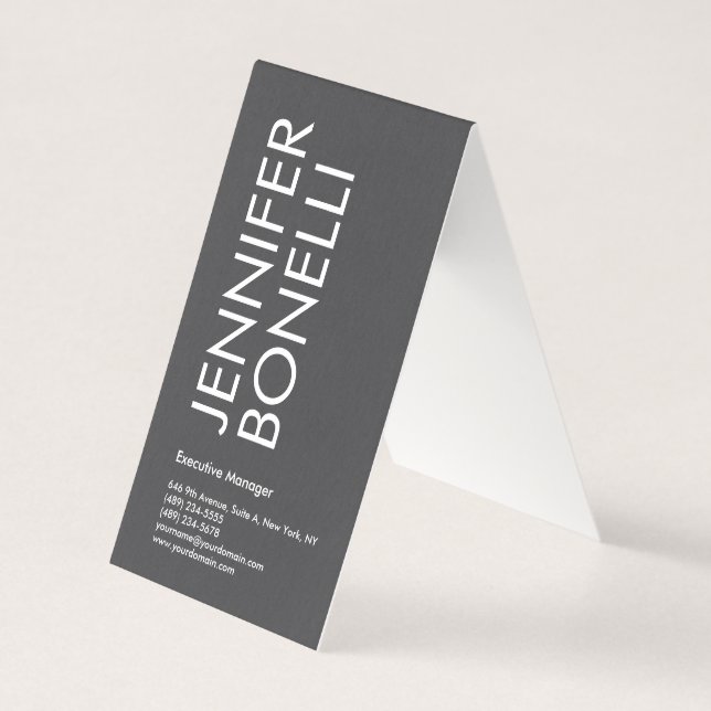 Professional minimalist modern bold text grey  business card (Front)