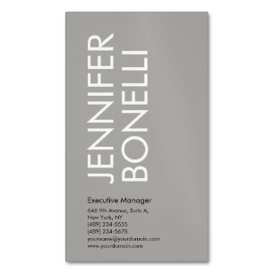 Professional minimalist modern bold text grey Magnetic business card