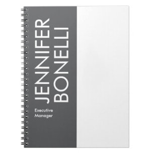 Professional minimalist modern bold text grey notebook