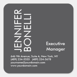 Professional minimalist modern bold text grey  square sticker