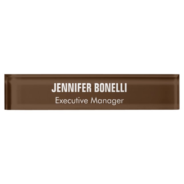 Professional minimalist modern brown coloured nameplate (Front)