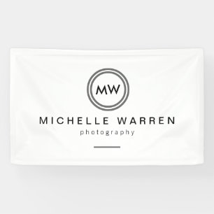 Professional Minimalist Modern Circle Monogram Banner