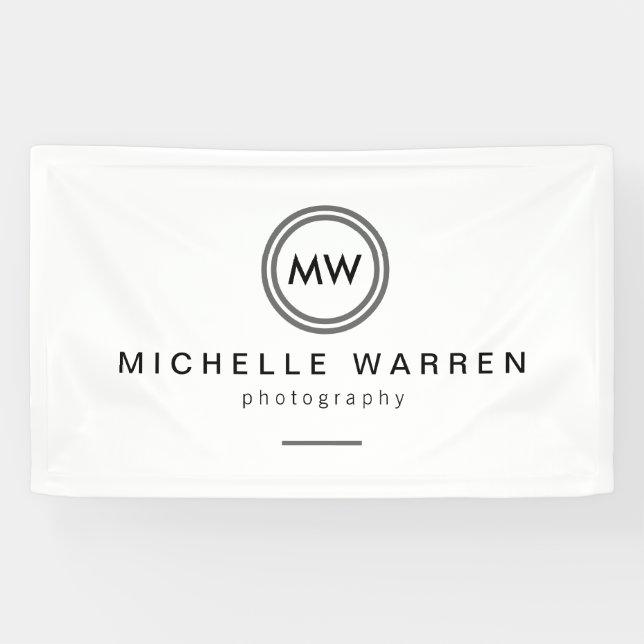 Professional Minimalist Modern Circle Monogram Banner (Horizontal)