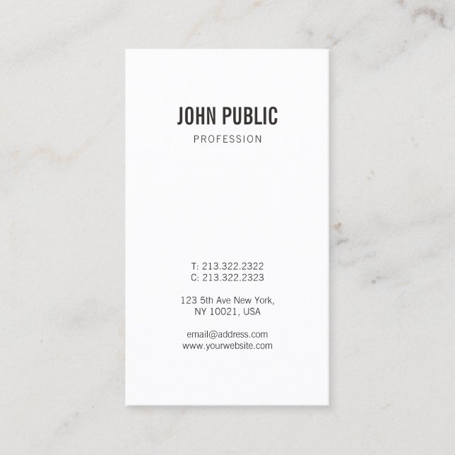Professional Minimalist Modern Elegant Plain Business Card (Front)