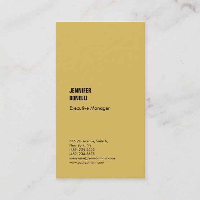 Professional minimalist modern gold color business card (Front)