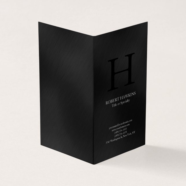 Professional minimalist modern grey monogram business card (Outside)