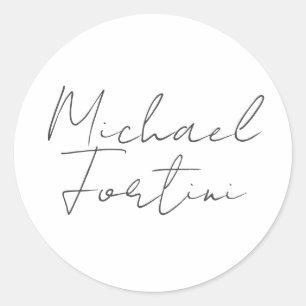 Professional minimalist modern grey white classic round sticker
