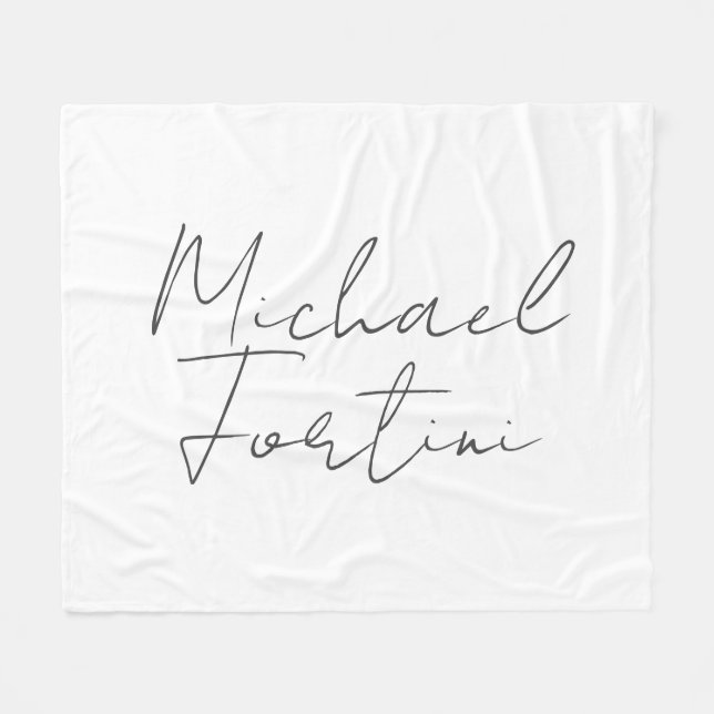 Professional minimalist modern grey white fleece blanket (Front (Horizontal))