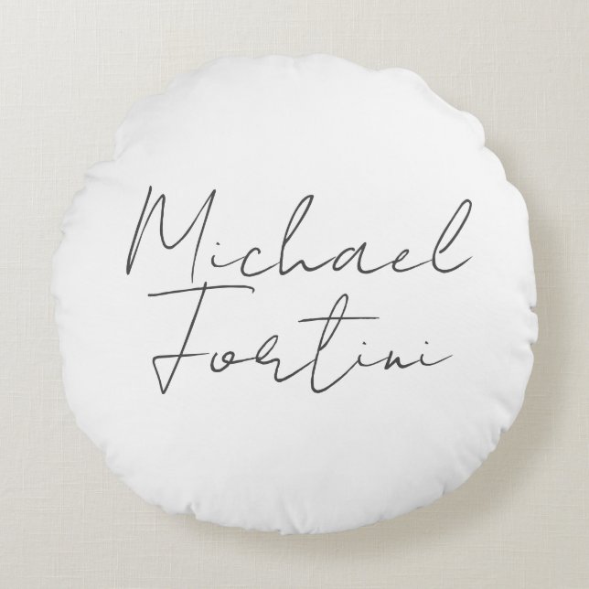 Professional minimalist modern grey white round cushion (Front)