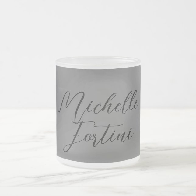 Professional minimalist modern handwriting name frosted glass coffee mug (Center)