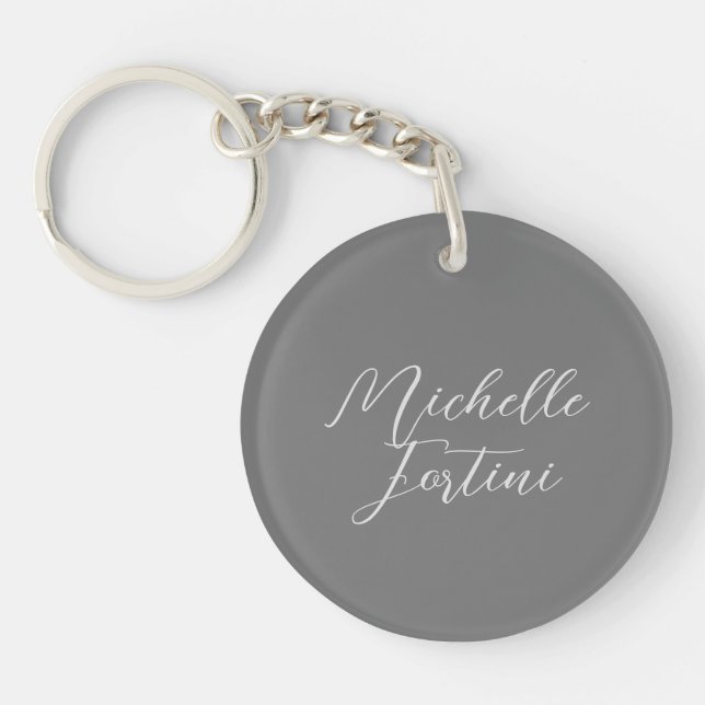 Professional minimalist modern handwriting name key ring (Front)