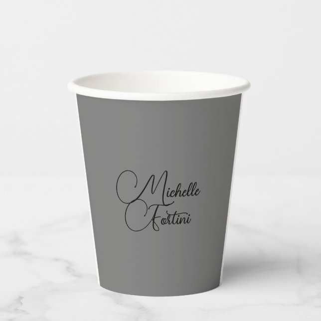 Professional minimalist modern handwriting name paper cups (Front)