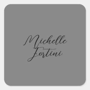 Professional minimalist modern handwriting name square sticker