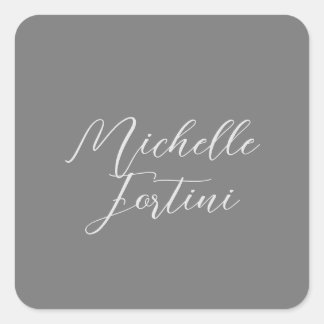 Professional minimalist modern handwriting name square sticker
