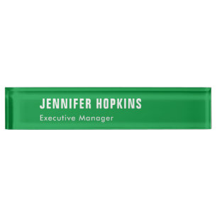 Professional minimalist modern kelly green nameplate