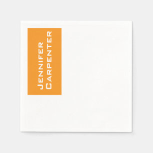 Professional minimalist modern orange white napkin