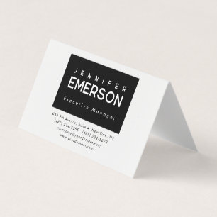 Professional minimalist modern plain black white business card