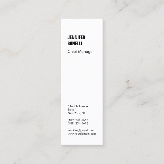 Professional minimalist modern plain black white mini business card (Front)