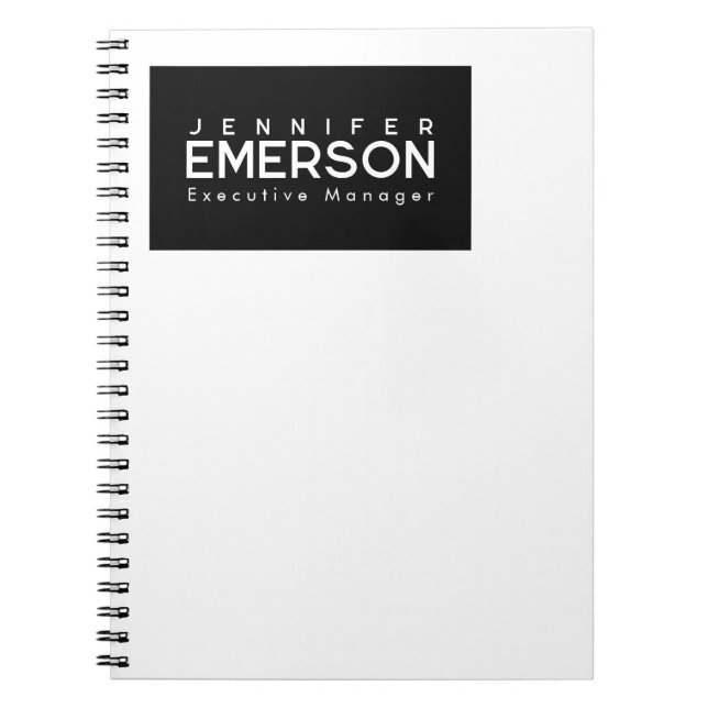 Professional minimalist modern plain black white notebook (Front)