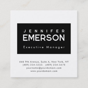 Professional minimalist modern plain black white square business card