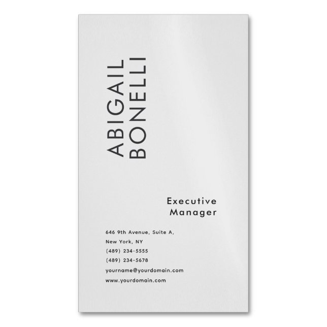 Professional minimalist modern plain creative 	Magnetic business card (Front Vertical)