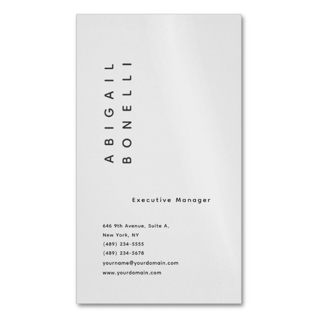Professional minimalist modern plain creative 	Magnetic business card (Front Vertical)