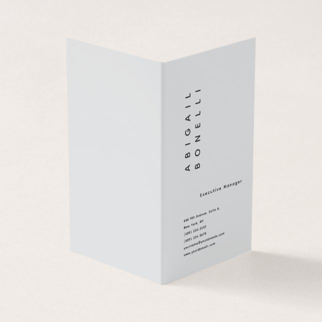 Professional minimalist modern plain grey business card (Outside)