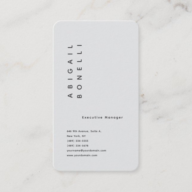Professional minimalist modern plain grey business card (Front)
