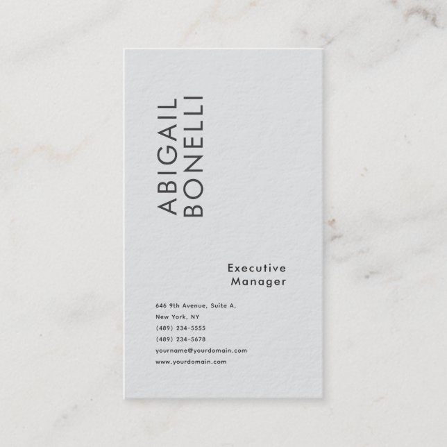 Professional minimalist modern plain grey business card (Front)