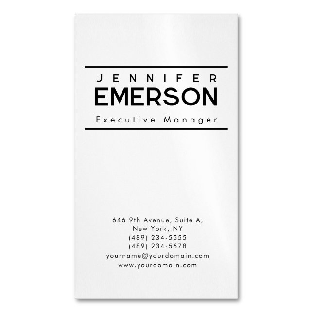 Professional minimalist modern plain  	Magnetic business card (Front Vertical)