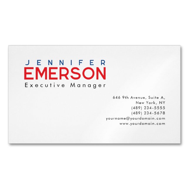 Professional minimalist modern plain  	Magnetic business card (Front)