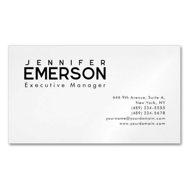 Professional minimalist modern plain  	Magnetic business card (Front)