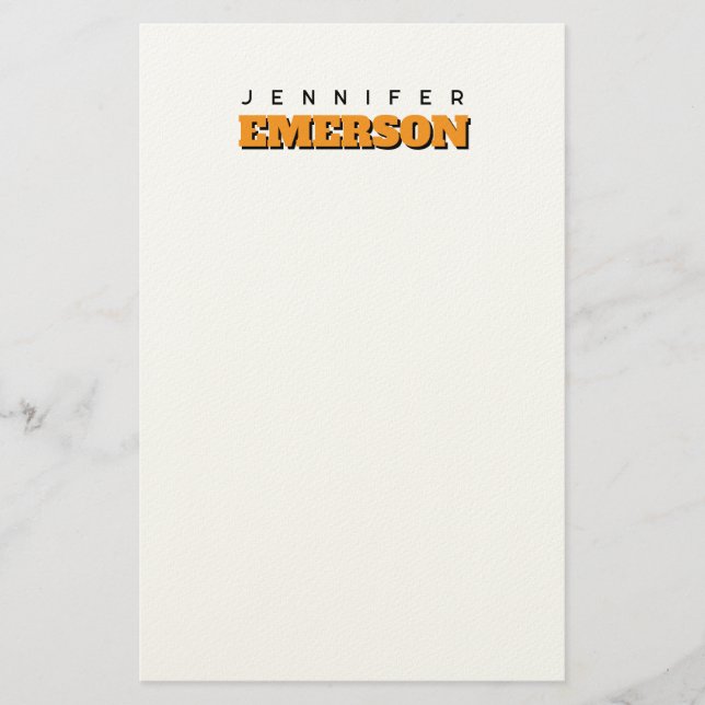 Professional minimalist modern plain name stationery (Front)