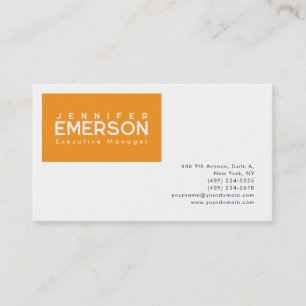 Professional minimalist modern plain orange white business card