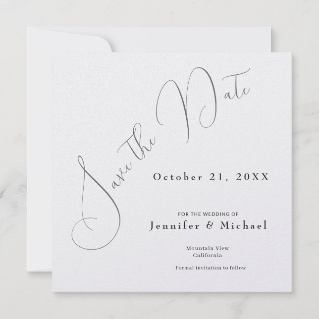 Professional Minimalist Modern Plain Simple Save The Date (Front)