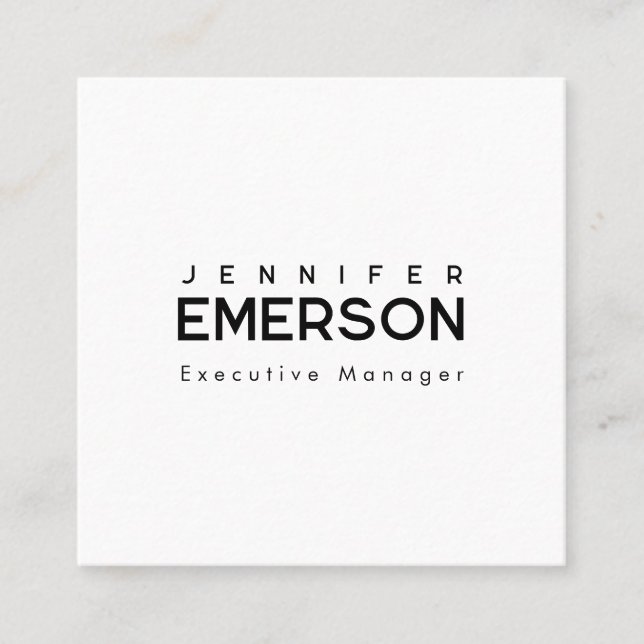 Professional minimalist modern plain  square business card (Front)