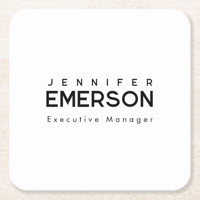Professional minimalist modern plain square paper coaster (Front)