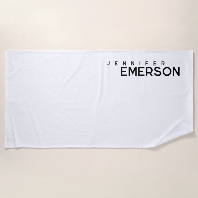 Professional minimalist modern plain your name beach towel (Front)