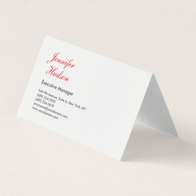 Professional minimalist modern red calligraphy business card (Front)
