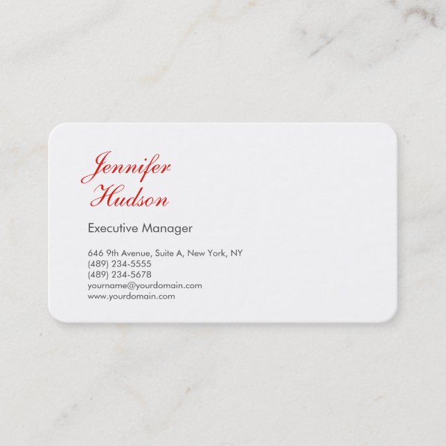 Professional minimalist modern red calligraphy business card (Front)