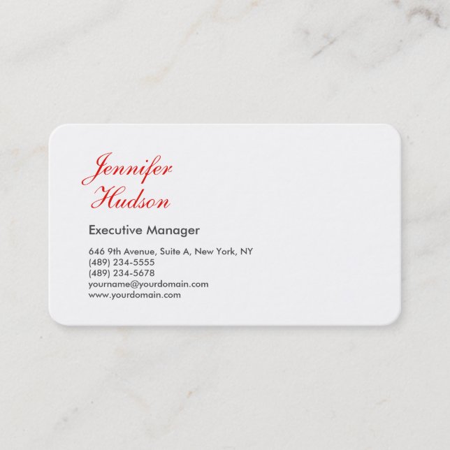 Professional minimalist modern red calligraphy business card (Front)