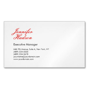 Professional minimalist modern red calligraphy 	Magnetic business card