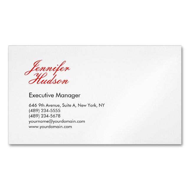 Professional minimalist modern red calligraphy 	Magnetic business card (Front)