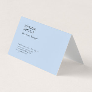 Professional minimalist modern trendy pale blue business card
